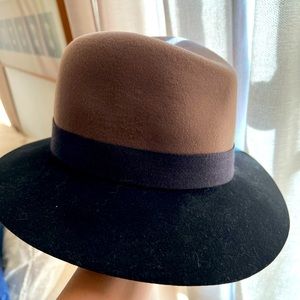 Rag & bone Two-Tone Black and Brown Wool Fedora — Sz M